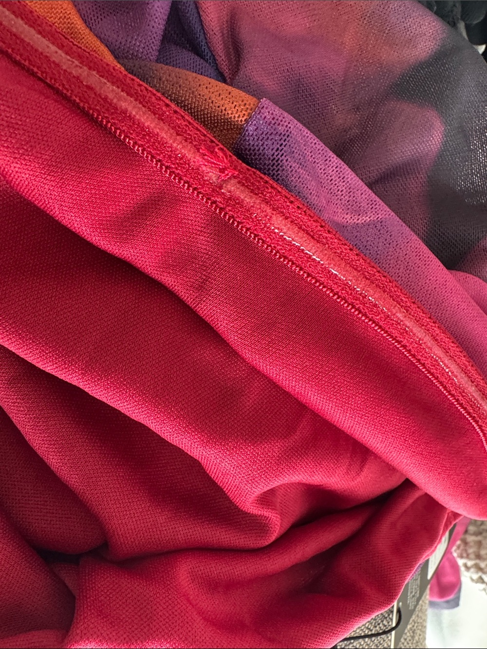 Off-Shoulder Ruched Midi Dress in Purple & Orange - Picture 7 of 7